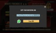 Share the unique link with friends (Image via Garena)